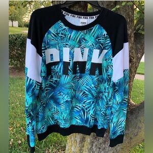 RARE Victoria's Secret PINK Tropical colorblock Sweatshirt Very Colorful !